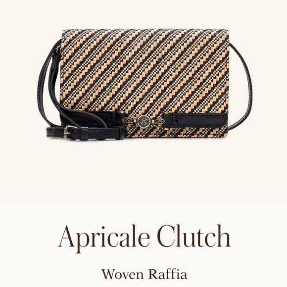 Patricia Nash Handbags - Patricia Nash EUC Apricale Clutch Crossbody Woven‎ Raffia Black Cream Leather